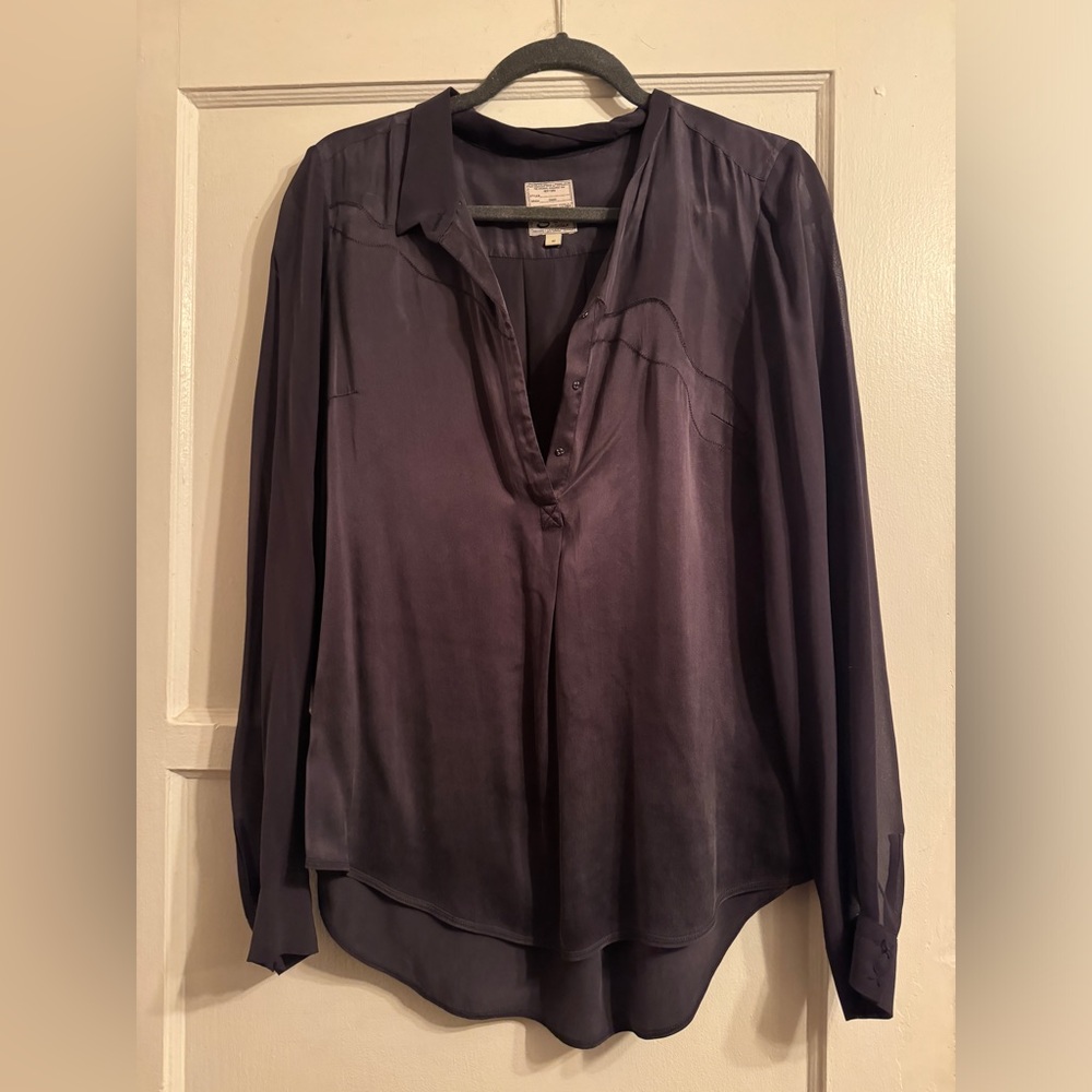 GO SILK Black blouse sz M